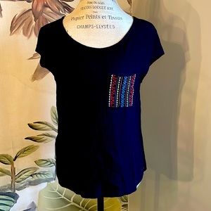 Eddie Bauer Aztec embroidered pocket blouse